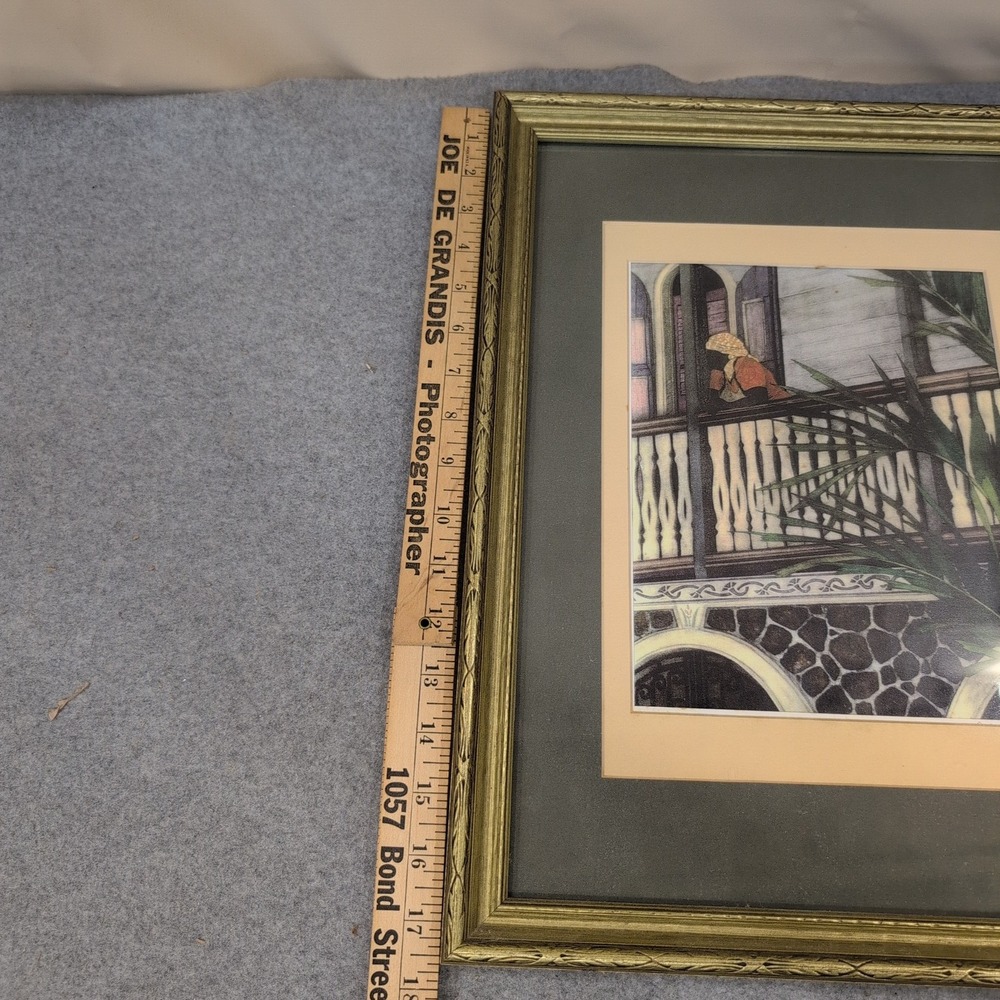 Elyse Wasile Framed Art Print Balcony Scene Nassau Art Gallery Gold Frame - Picture 5 of 8